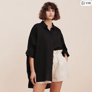 Posse Oversized Black Short sleeve Button-Up Shirt